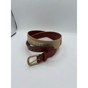 Smathers & Branson Mens Belt Desert Forest golf Needlepoint Leather size 38